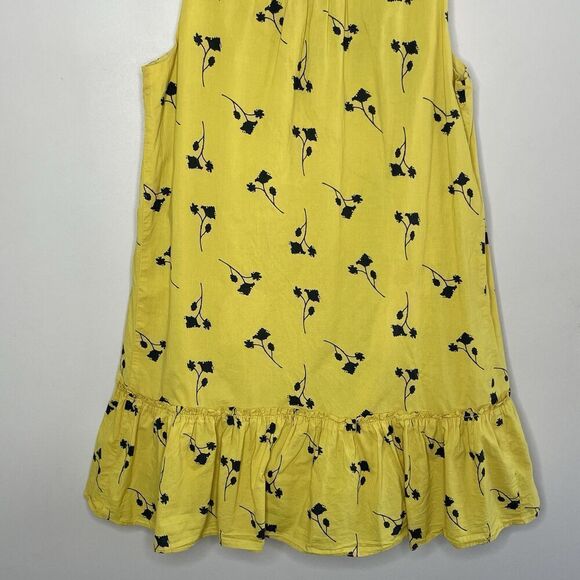 THAKOON Mini Shift Dress Women 4 Yellow Floral Ruffle Sleeveless Cotton V-Neck - Picture 10 of 14